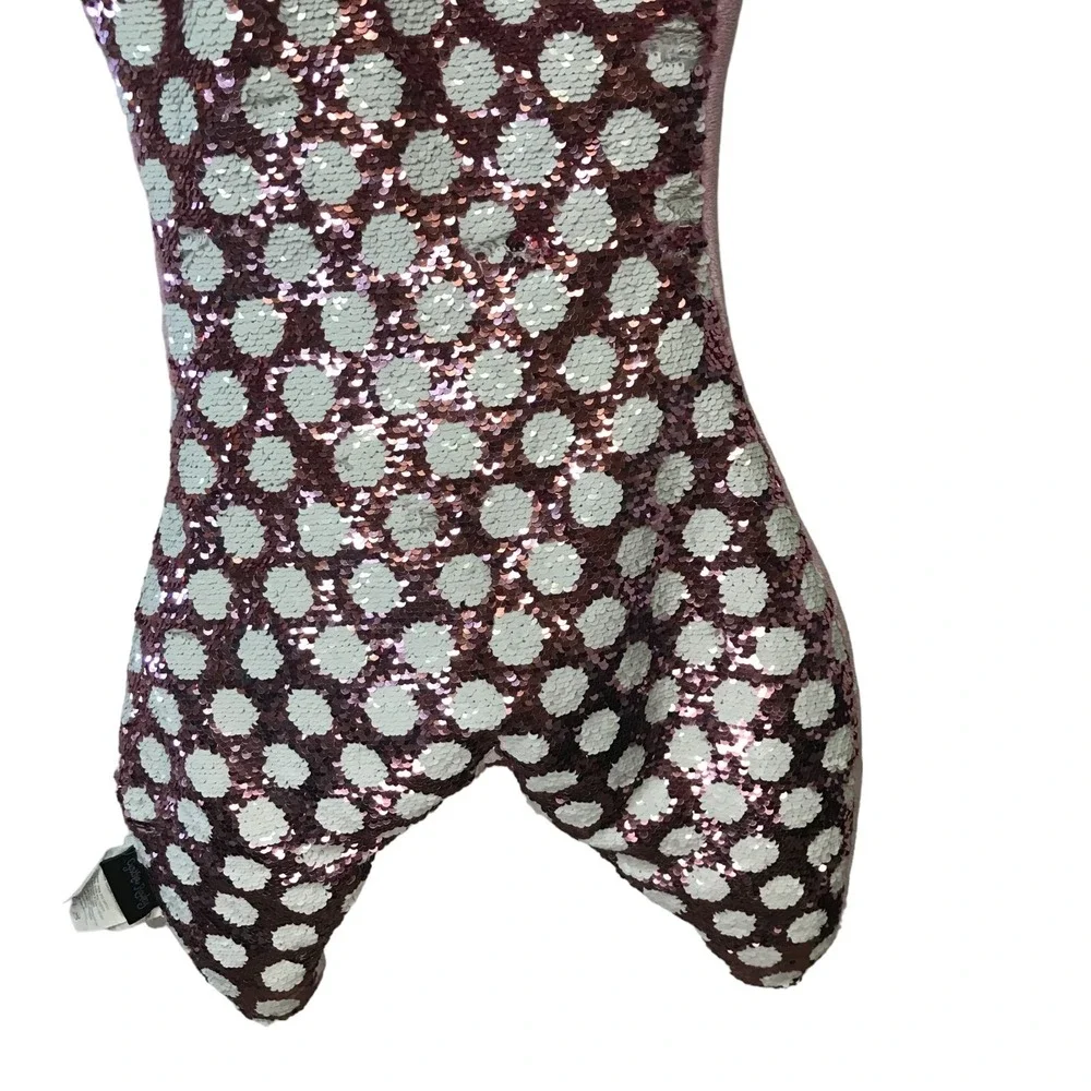 Cynthia Rowley Kids Mermaid Tail Blanket Pink White Sequin Polka Dot‎ Fleece